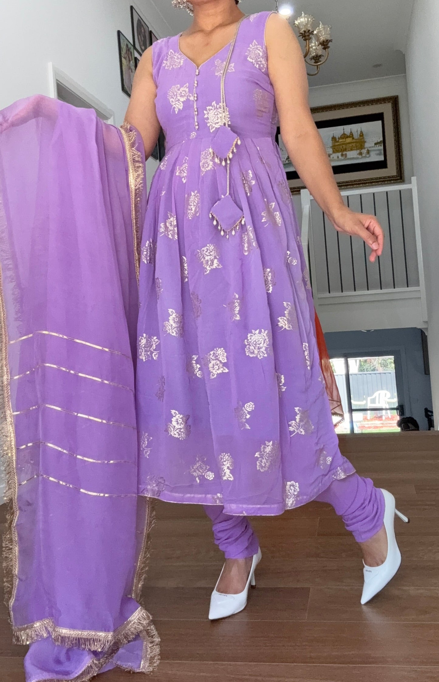 Anarklai with dupatta Indian outfit