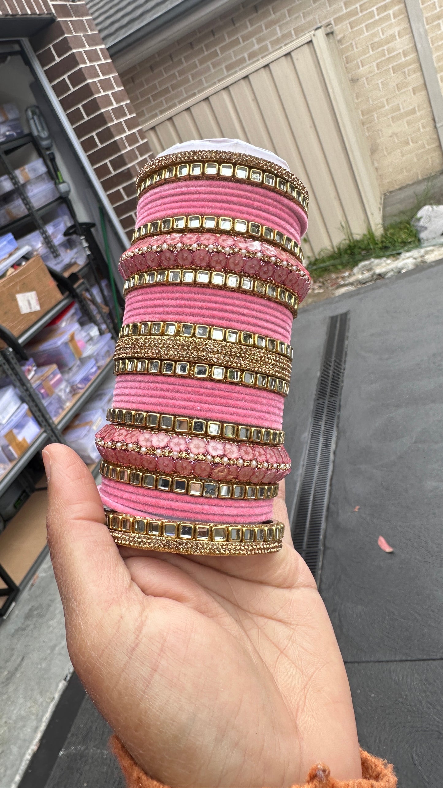 light pink metal Bangles