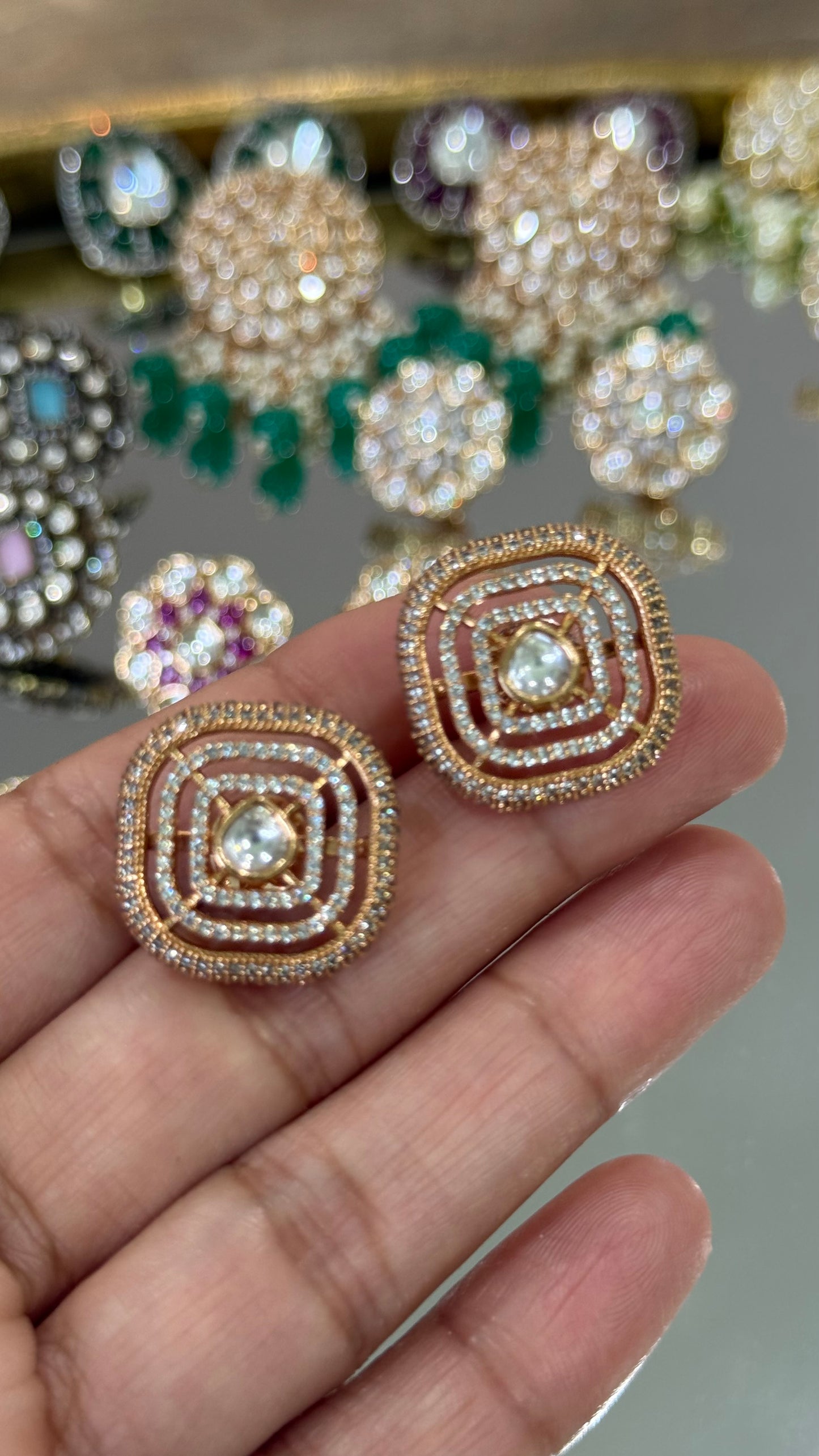 Gold plated stud earrings
