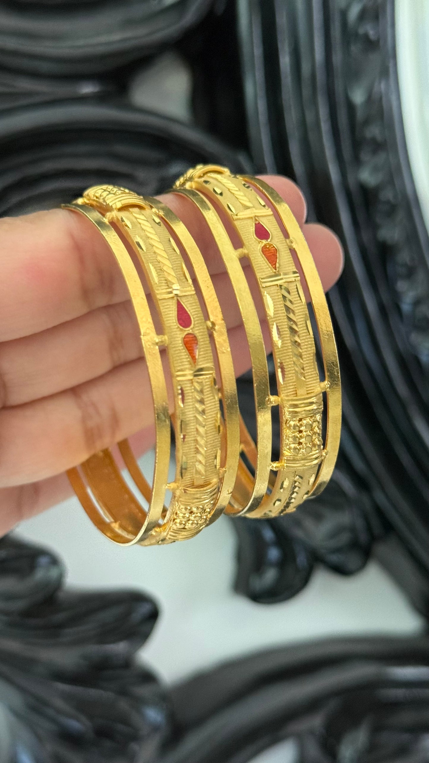 Gold plated kangan Sandookh collection design no 40