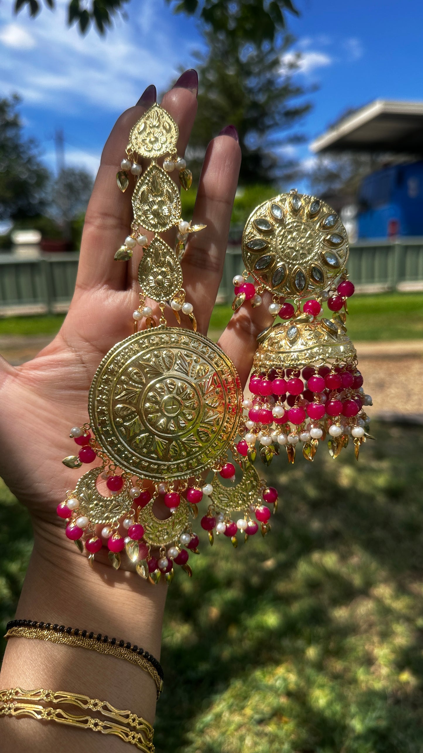 Pippal  patti oversized tikka jhumka traditional