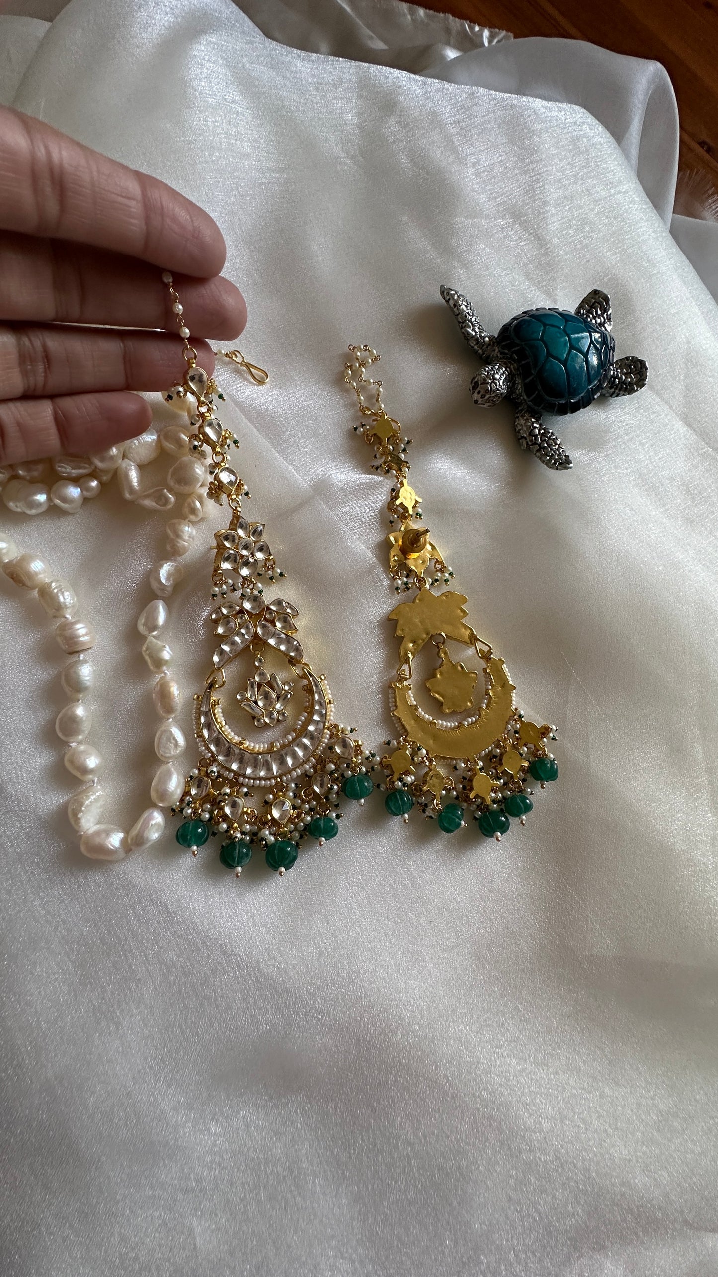 Pachi kundan earrings with sahare