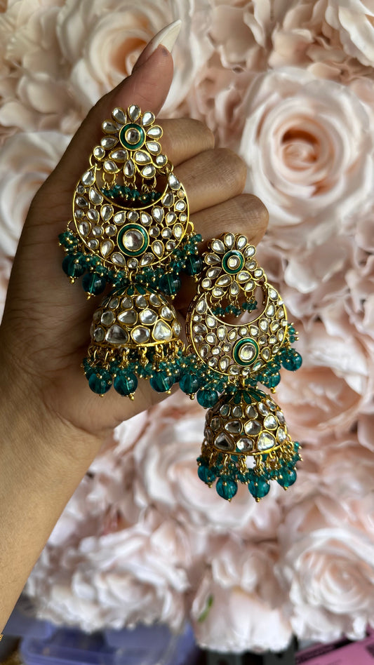 Chaandbali jhumka style earrings