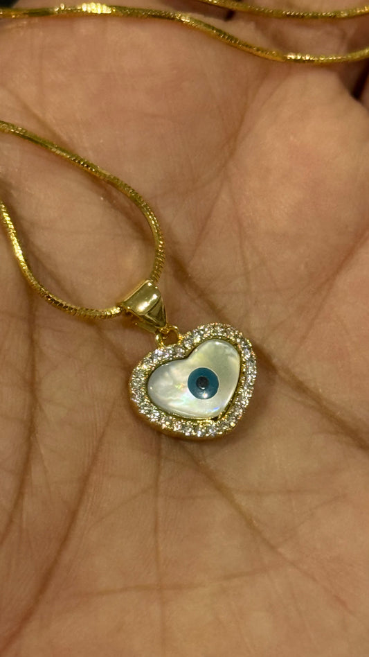 evil eye pendant with chain necklace