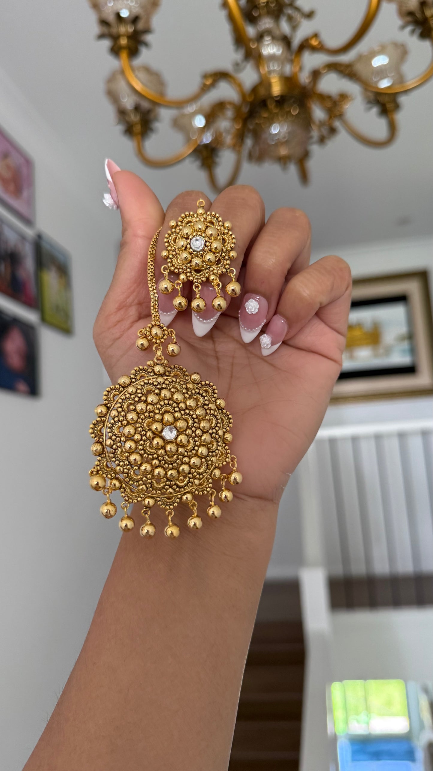 Gold Plated Indian tikka and studs Sandookh collection