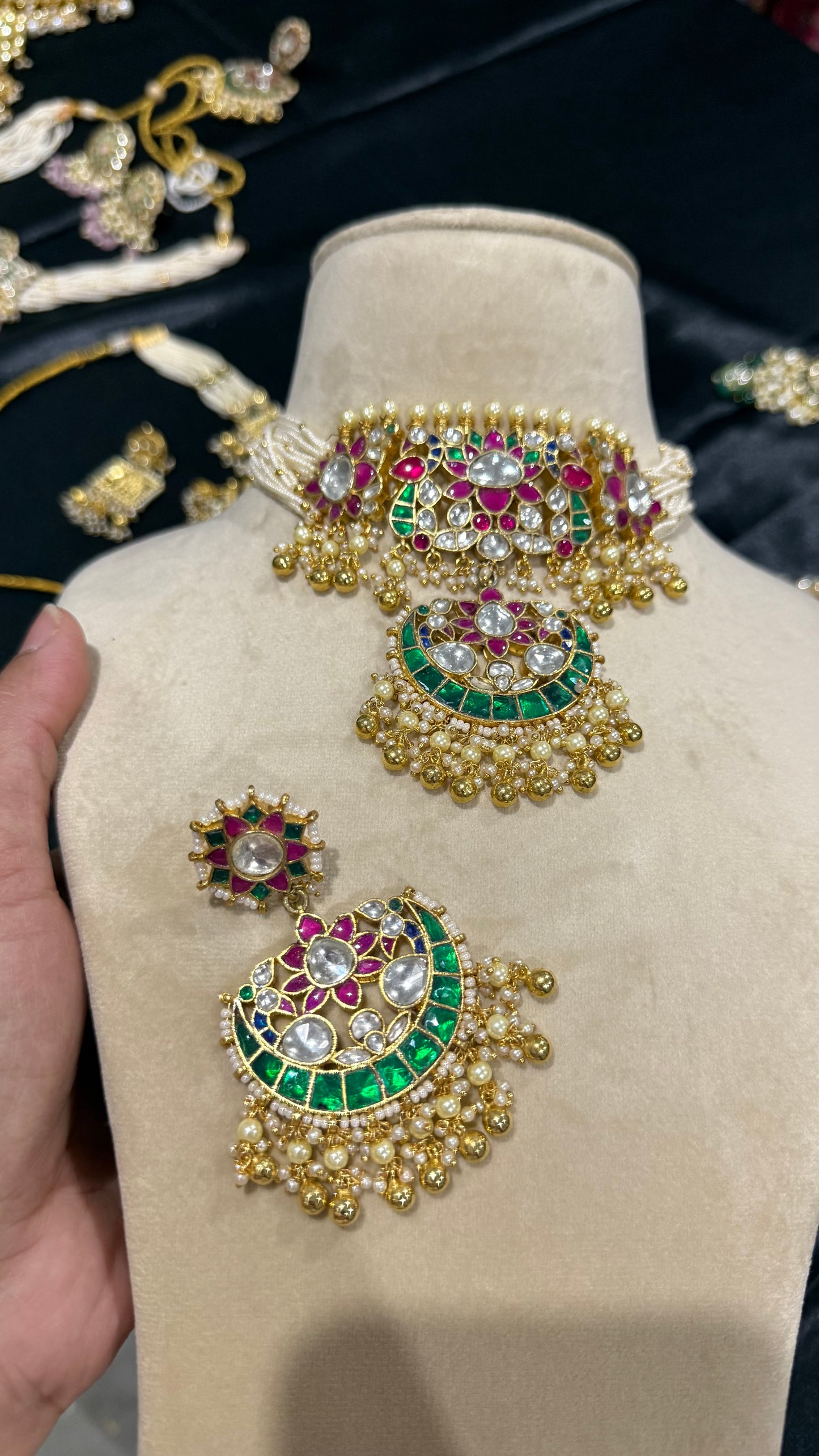 Pachi Kundan Choker Set – Bridal Indian Jewelry with Earrings
