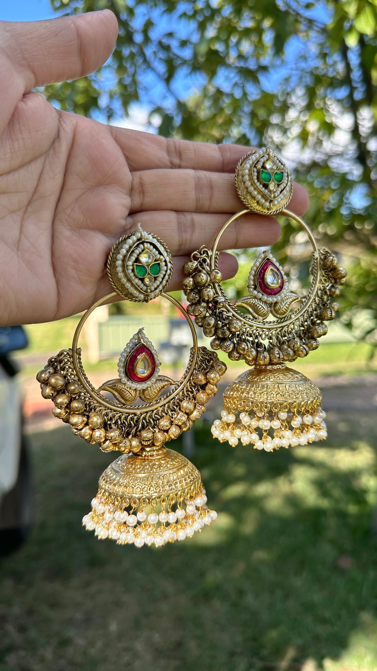 Sabyasachi inspired banjara jhumka earrings oversized german silver