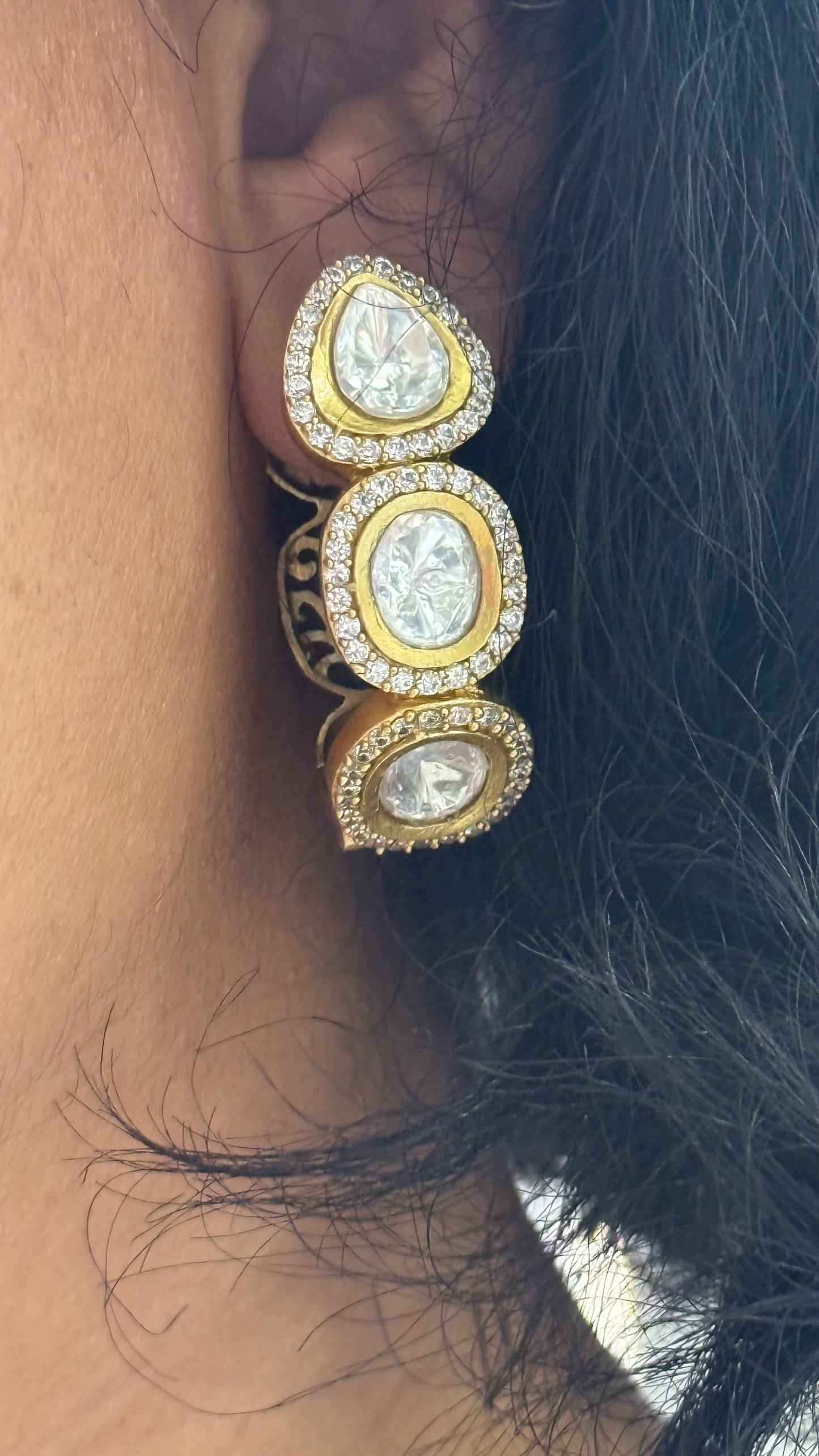 Gold plated walia moissanite kundan