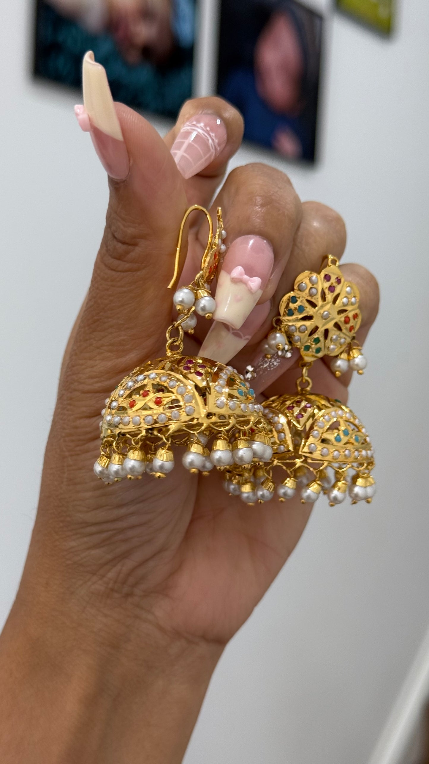 Real Jadau Gold Plated Jhumka