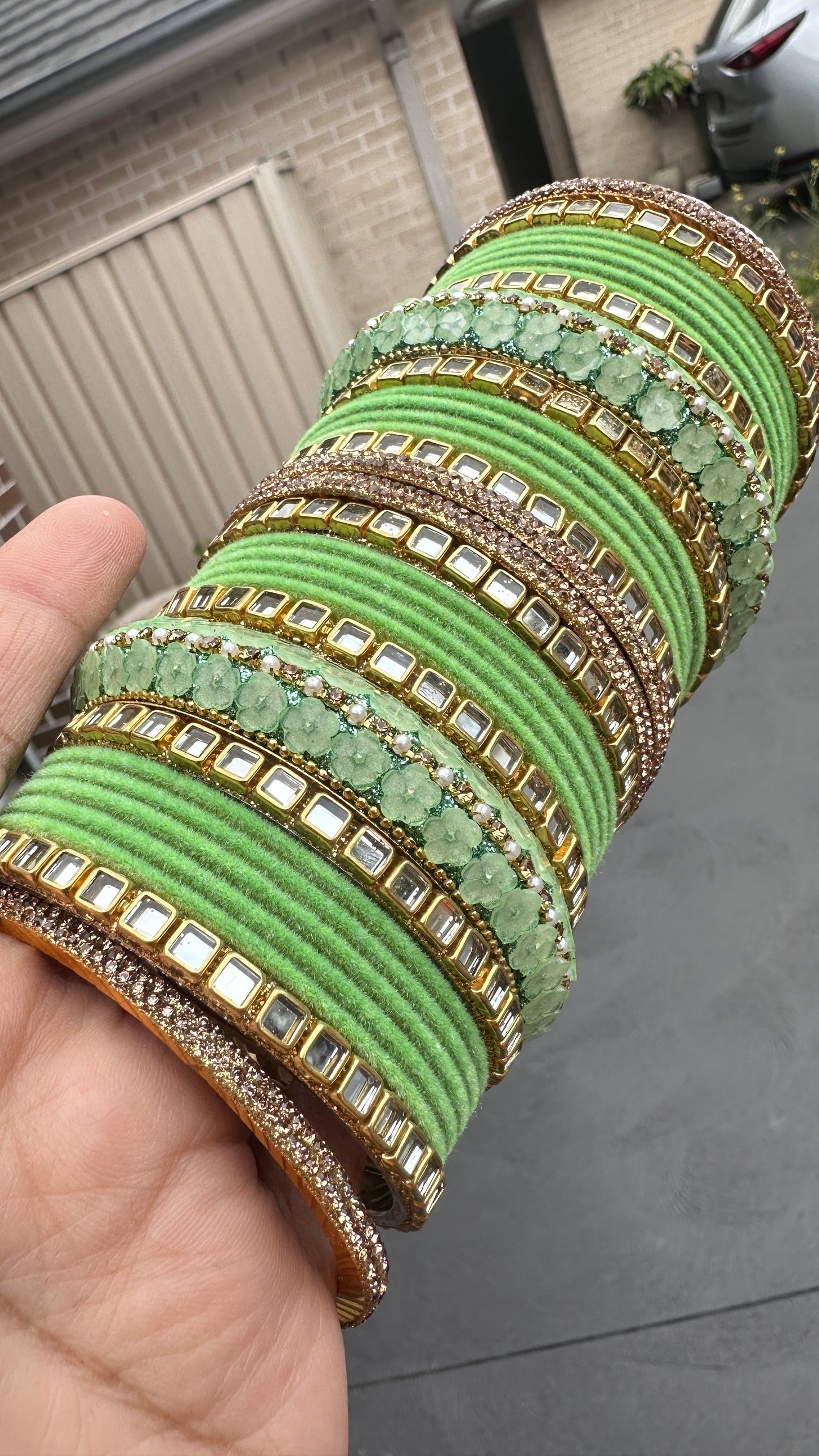 parrot green Bangles metal bangles