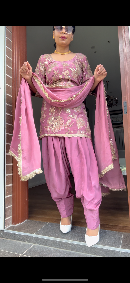peachy pink Farshi salwar suit