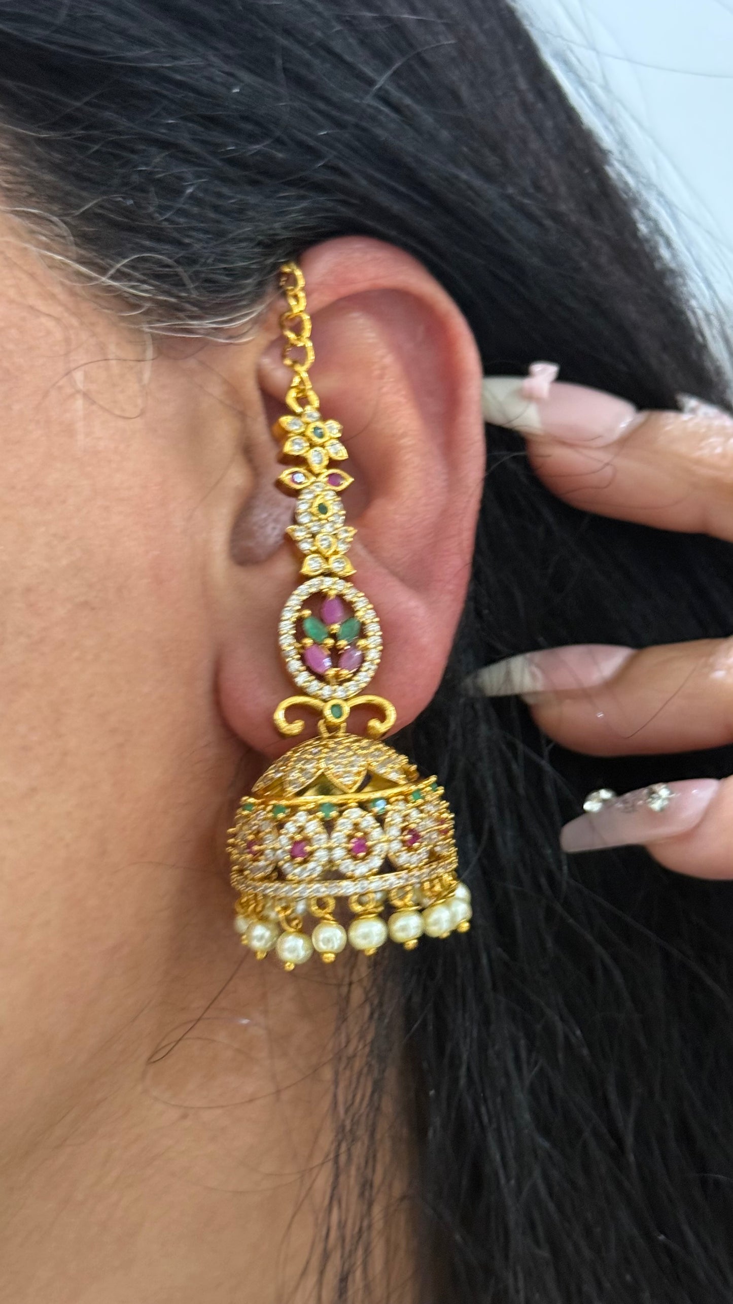 Jadau jhumki Earrings Available Australia Shop Online sahare attached