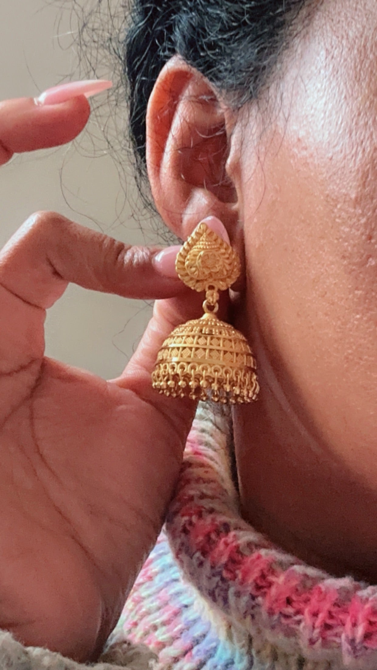 Gold look jhumka earrings