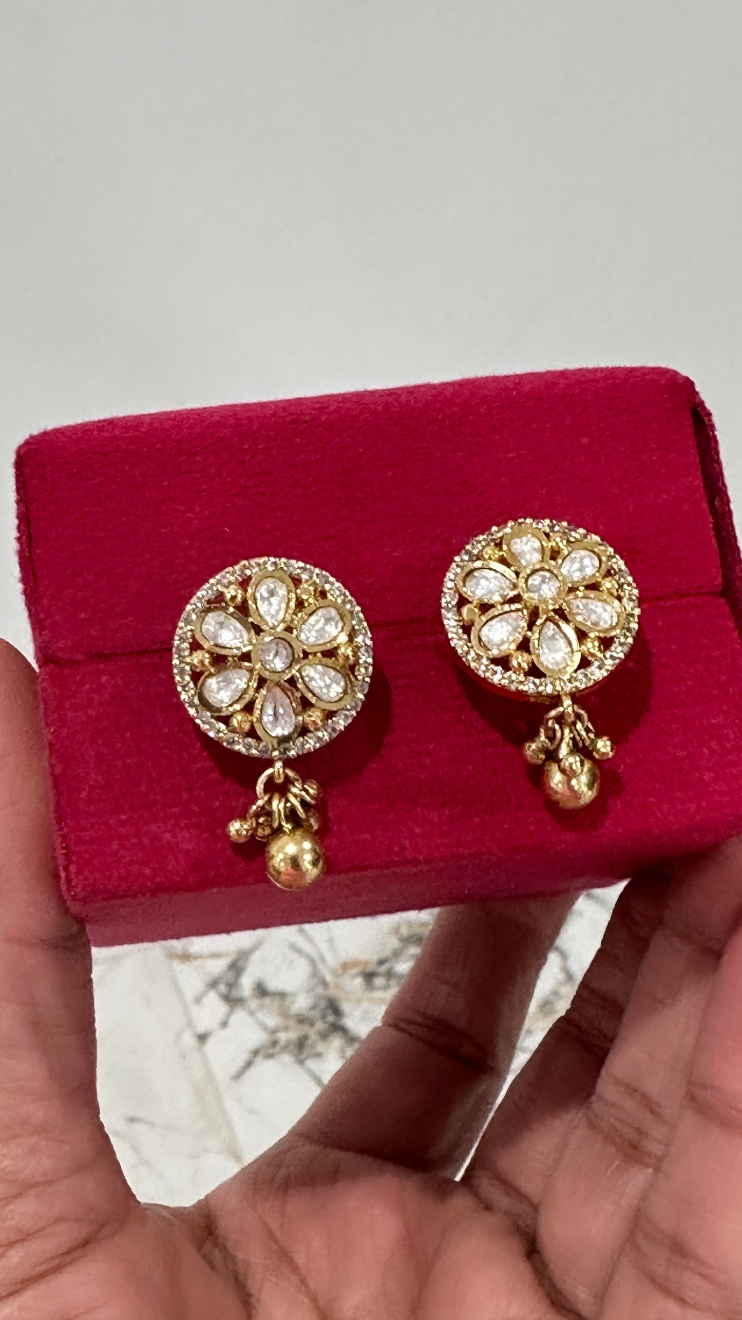 Uncut kundan gold plated studs