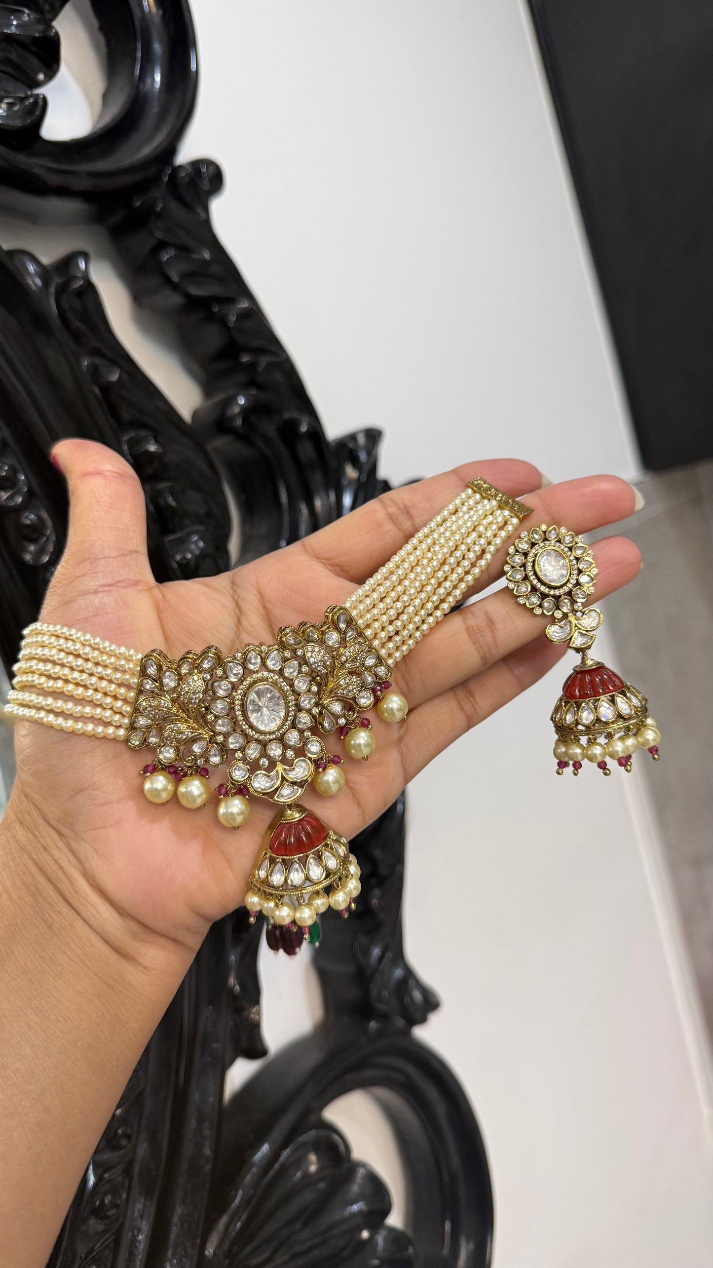 Premium Kundan Choker Set with Medium Jhumki | Punjabi Wedding Jewellery Australia