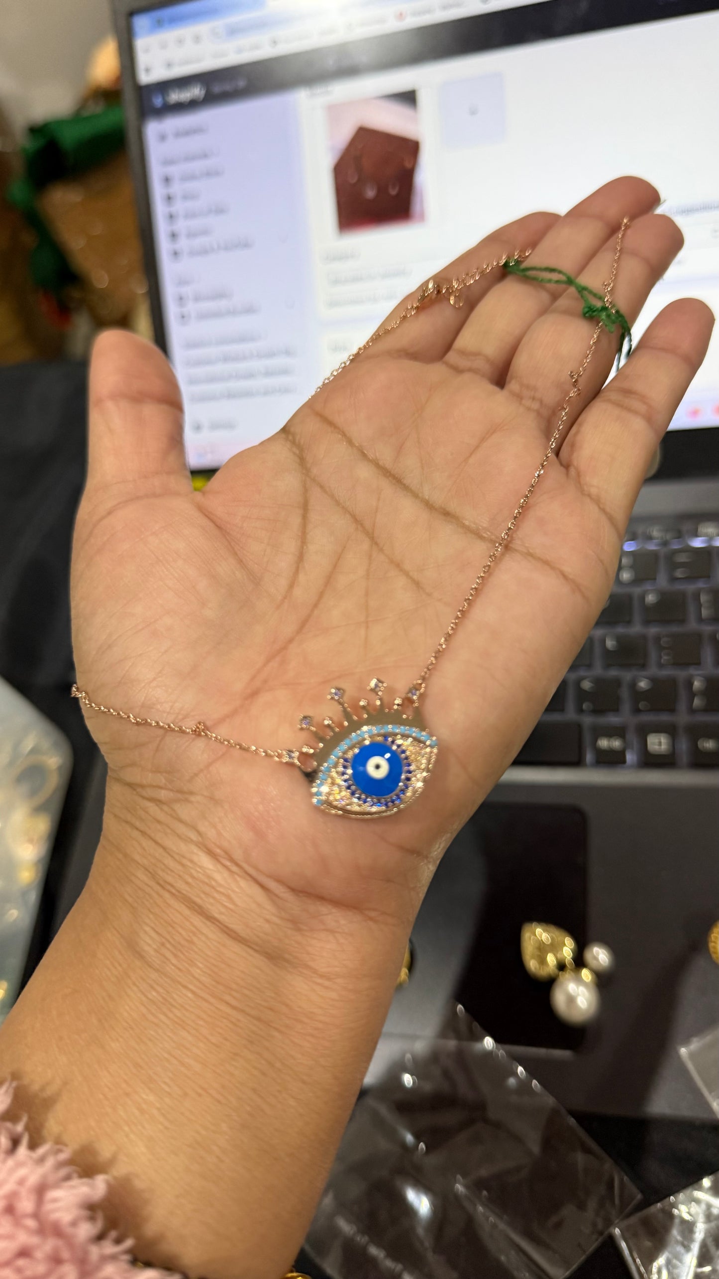 evil eye pendant with chain necklace