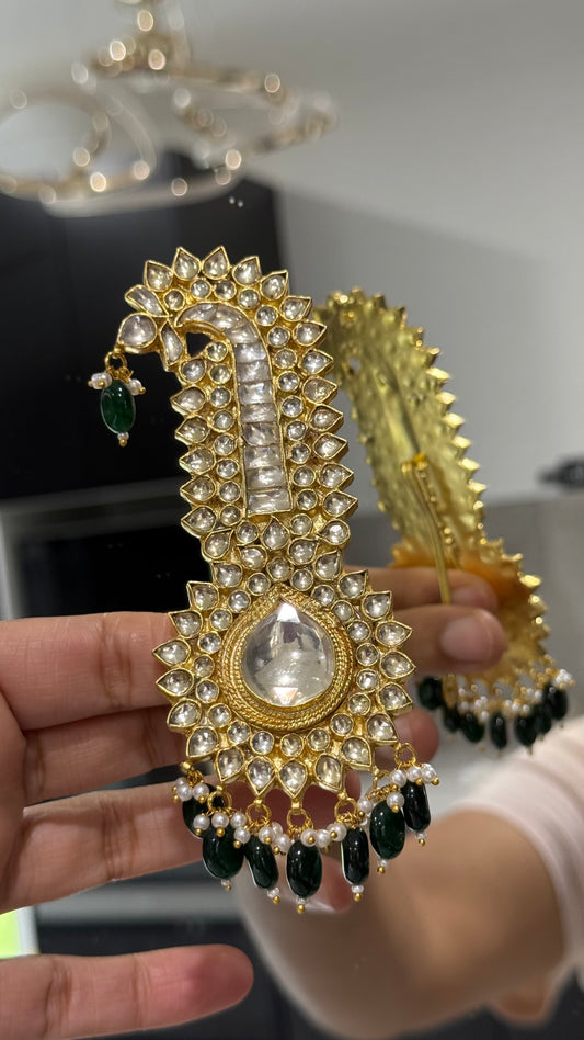 Handcrafted Wedding Kalgi Pachi – Groom/Men Turban Accessory | Gold-Plated | Mehar Punjab Designs