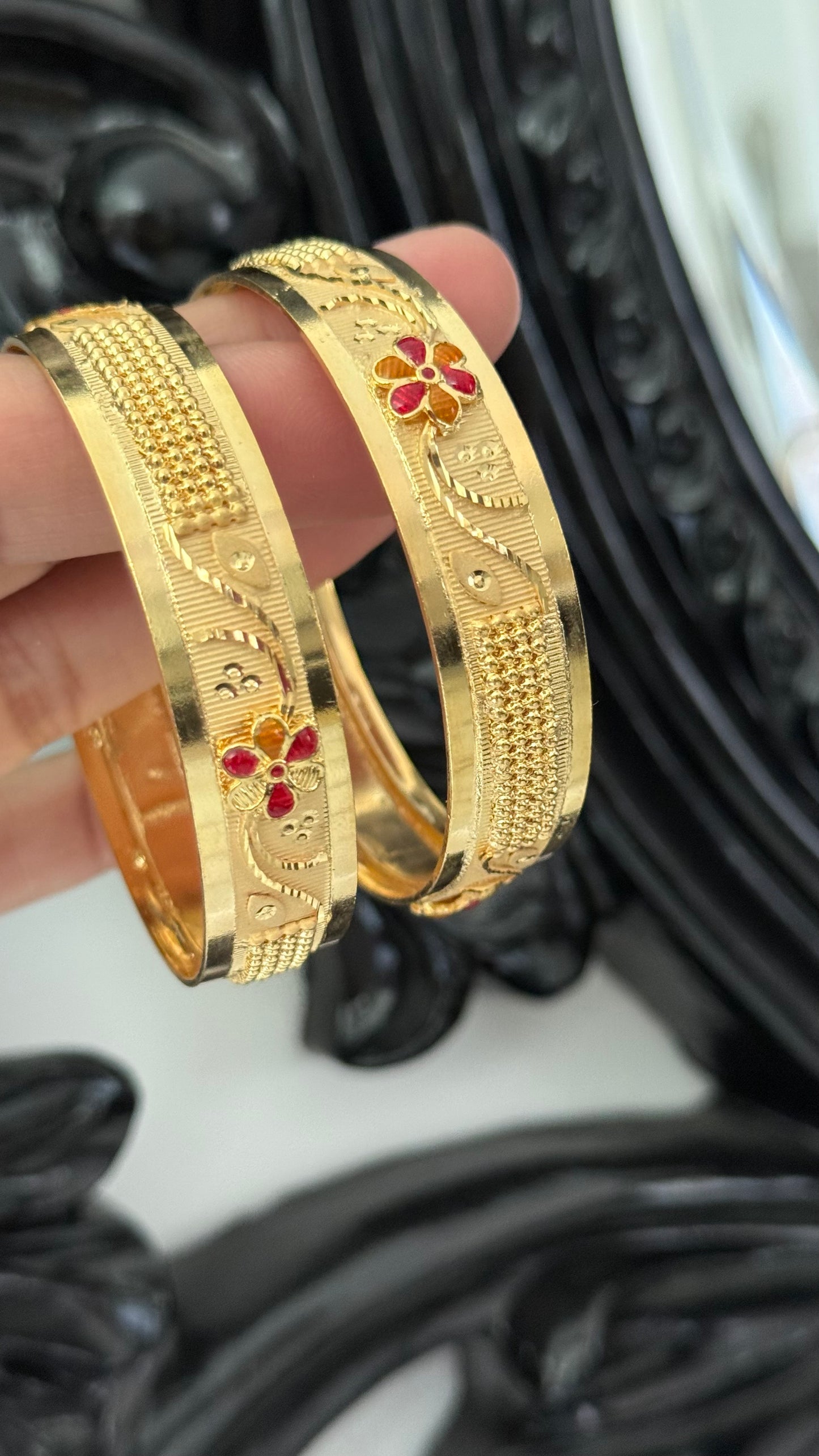 Gold plated kangan Sandookh collection design no 38