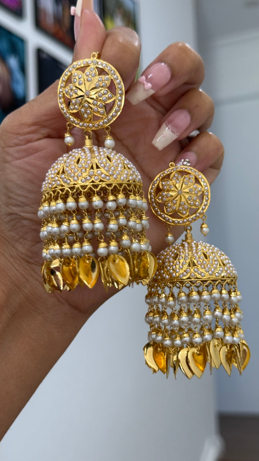 Real Jadau Gold Plated Jhumka