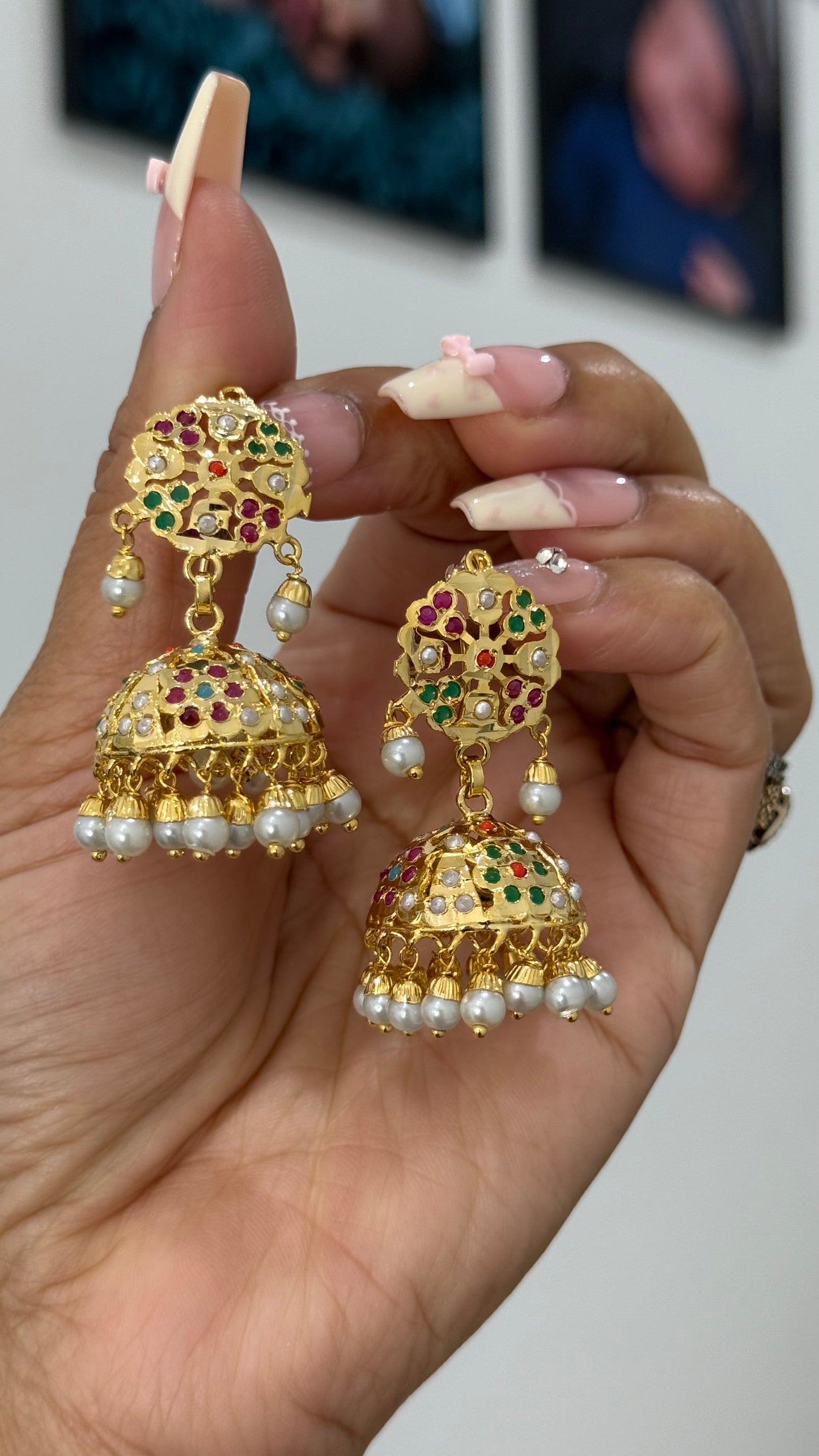 Real Jadau Gold Plated jhumka