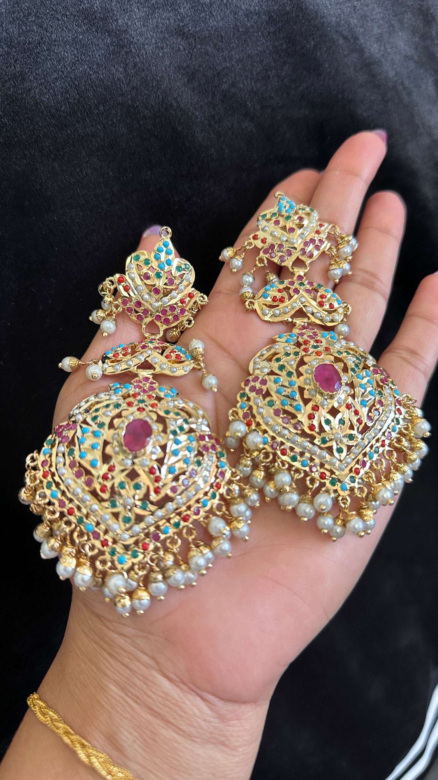 Real jadau oversized earrings