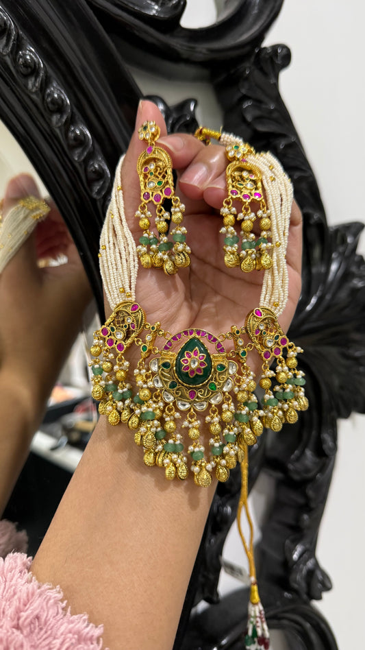 Pachi kundan choker necklace with earrings gold plated