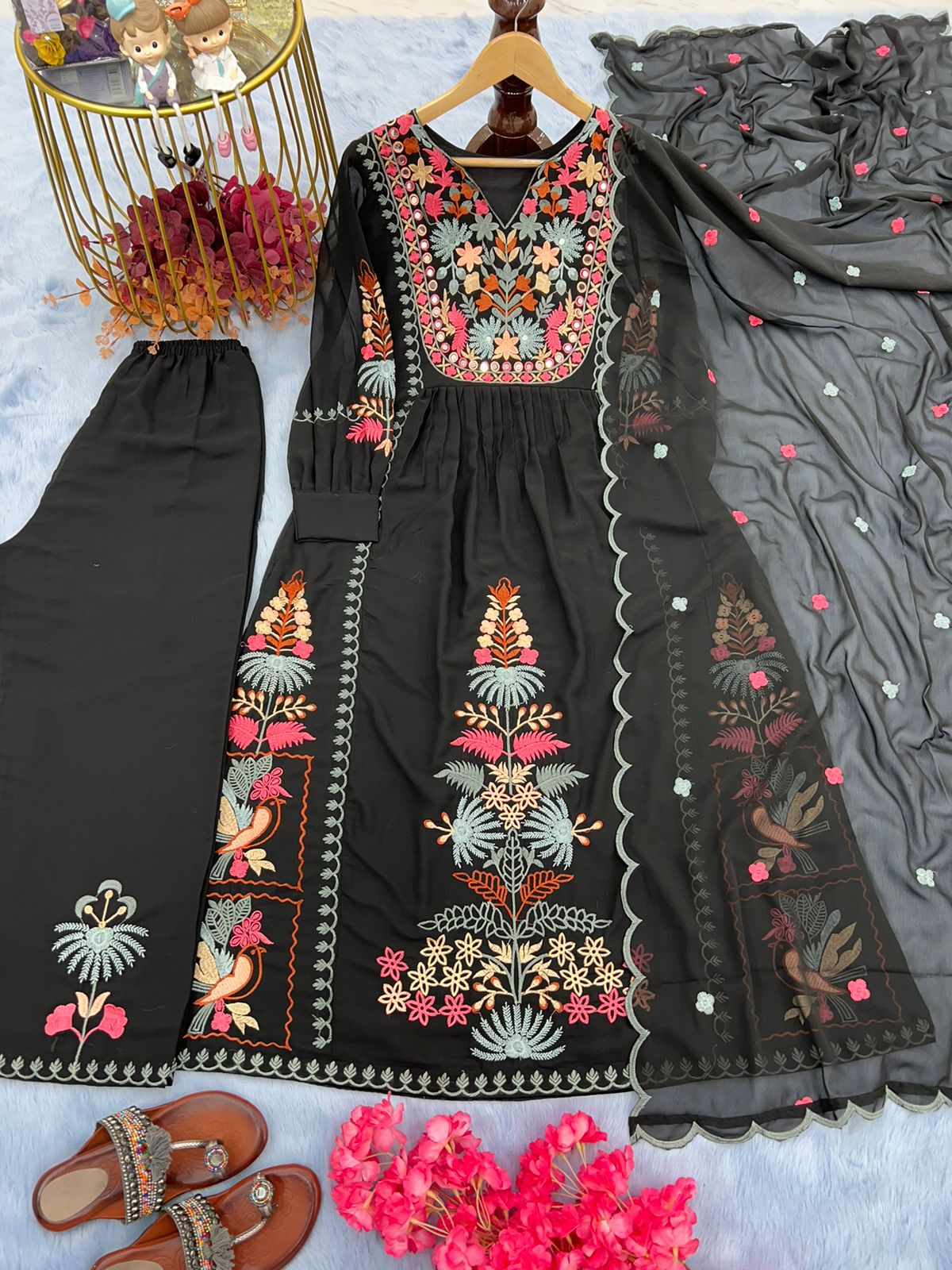 Rupali georgette 3 piece outfit black