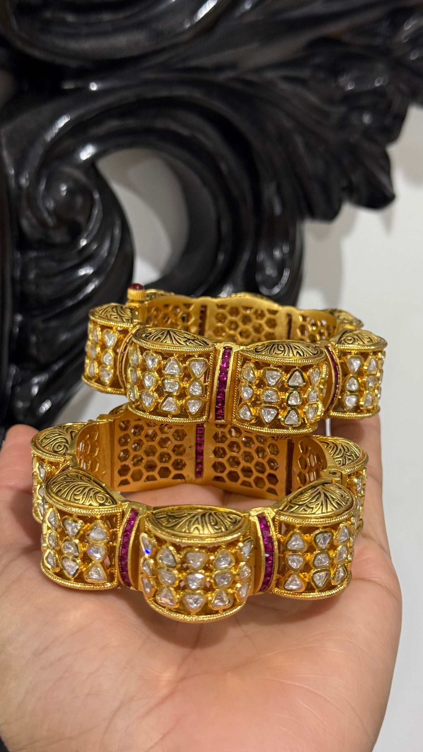 Premium kundan gold plated kangan