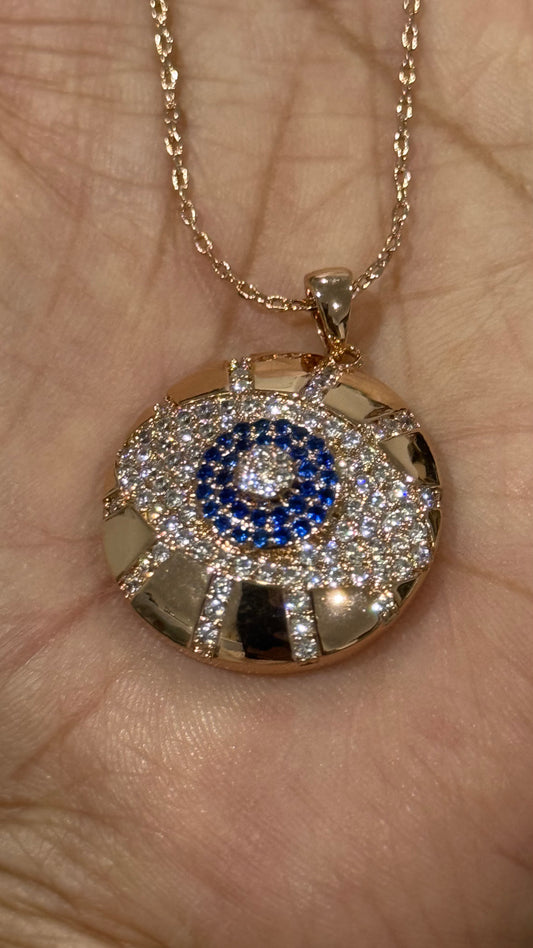 evil eye pendant with chain necklace