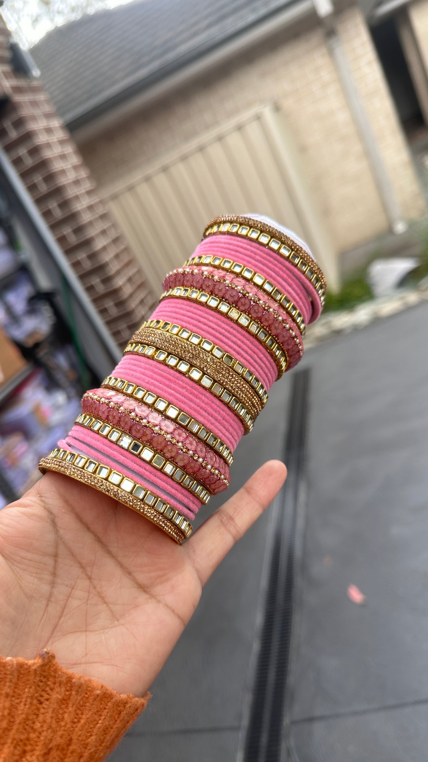 light pink metal Bangles