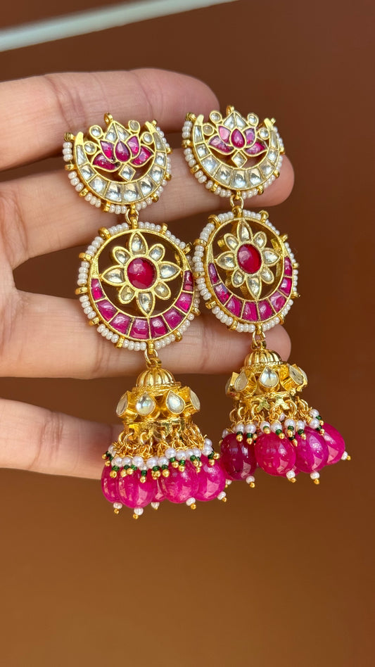 Pachi Kundan jhumka earrings