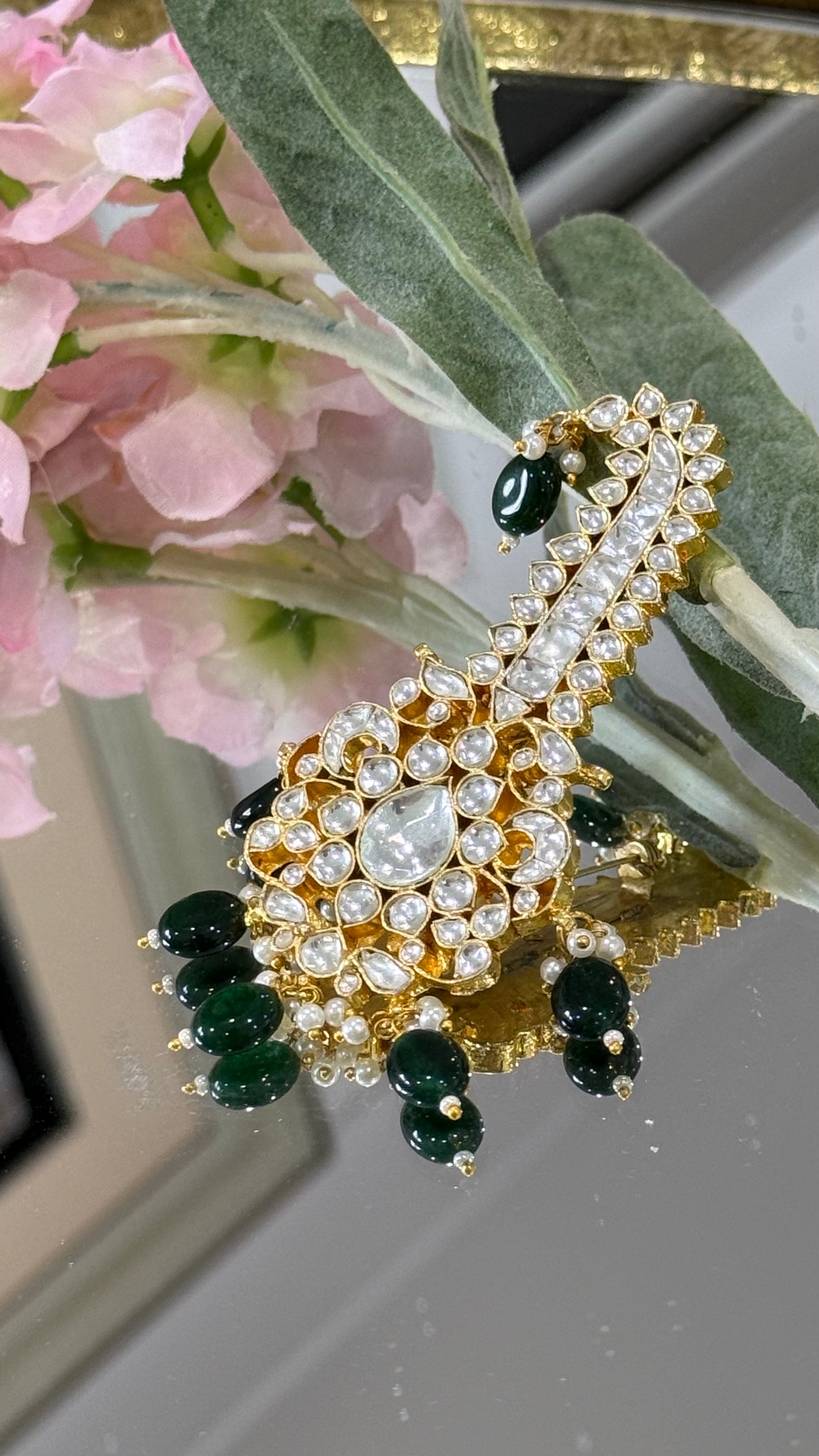 Handcrafted Wedding Kalgi Pachi – Groom/Men Turban Accessory | Gold-Plated | Mehar Punjab Designs