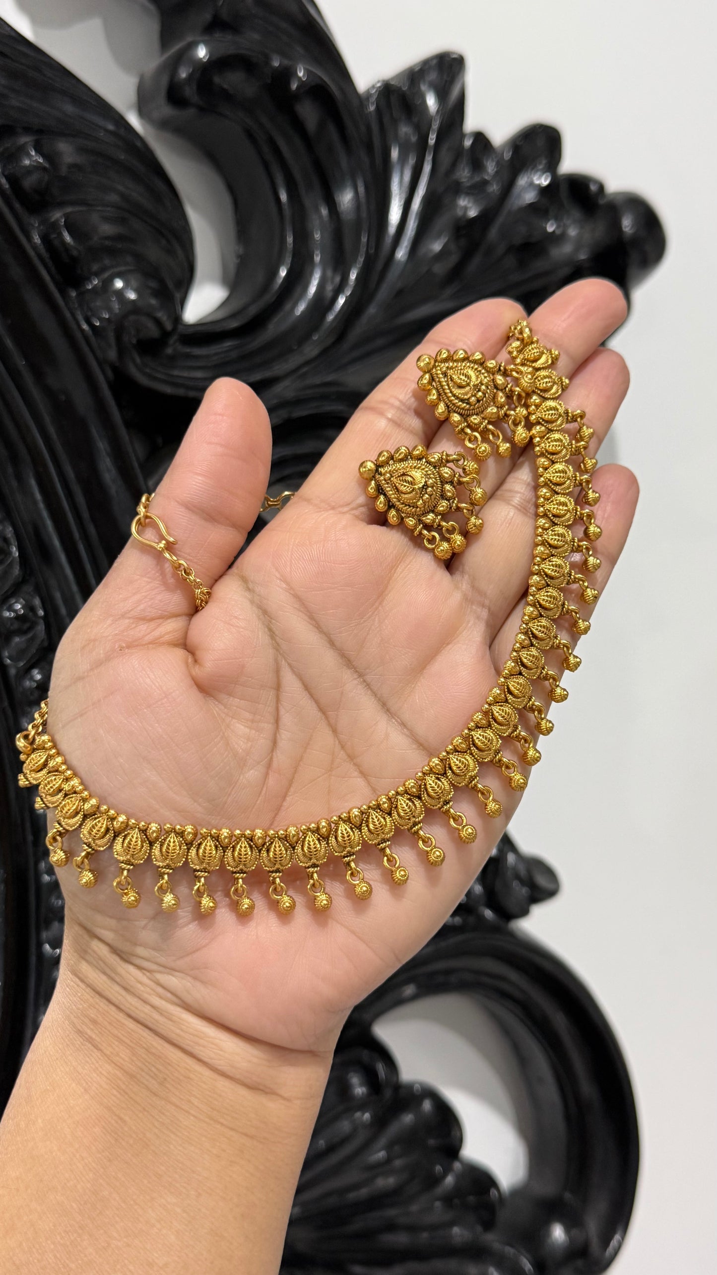 Antique look Gold Plated Necklace with Earring  Sandookh collection