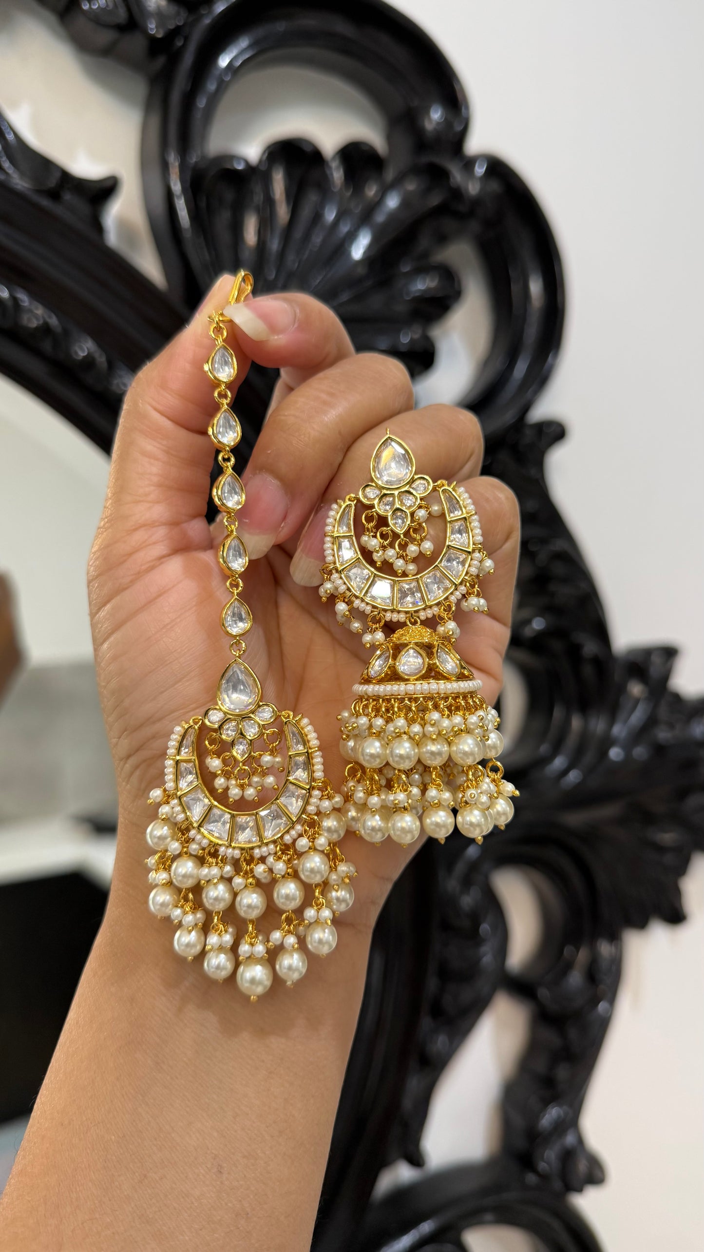 Gold Plated Kundan Necklace with Earring and Tikka Bridal Jewellery Australia