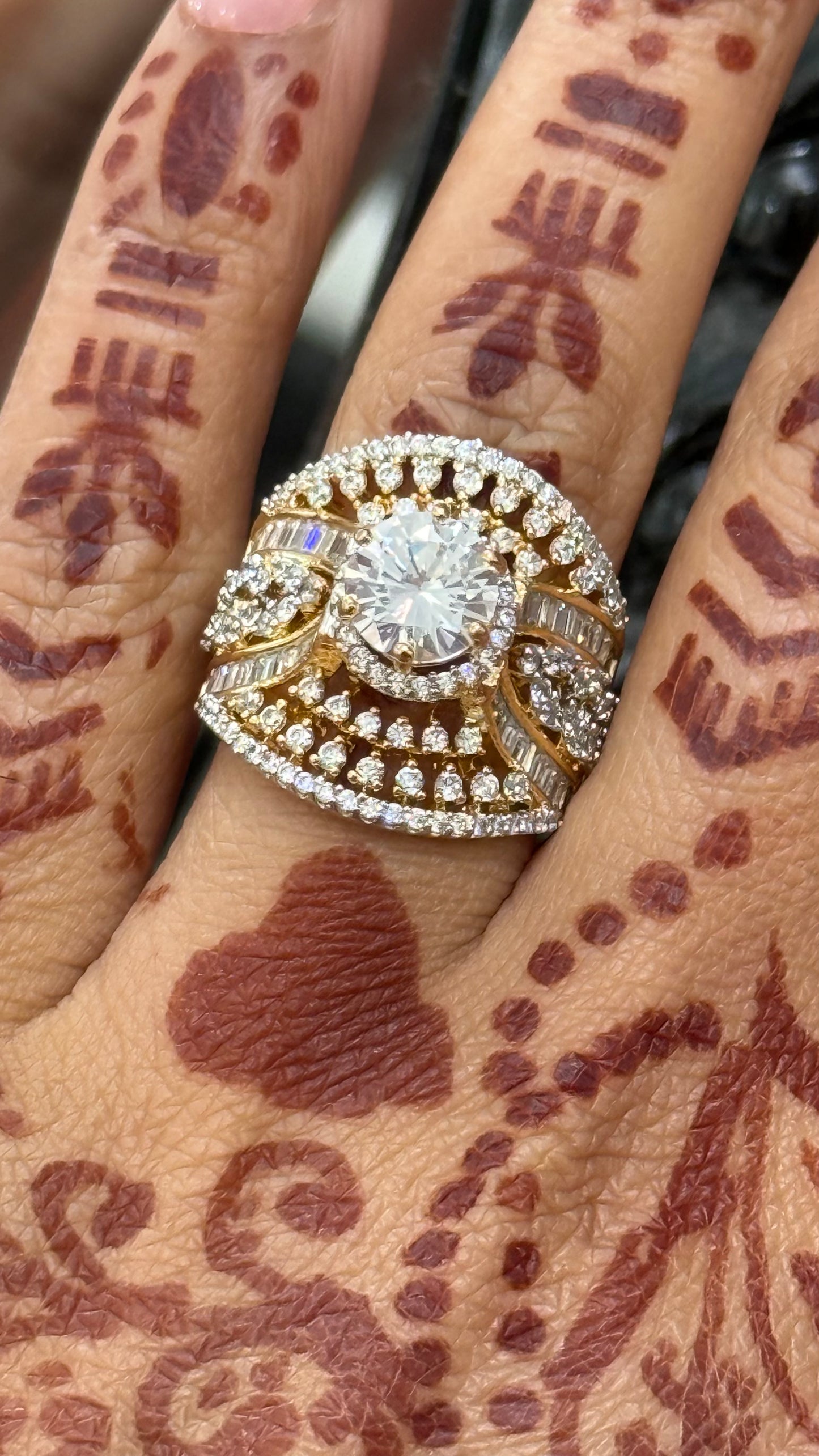 American Diamond Adjustable Ring – Real Gold & Diamond Look Design no 52