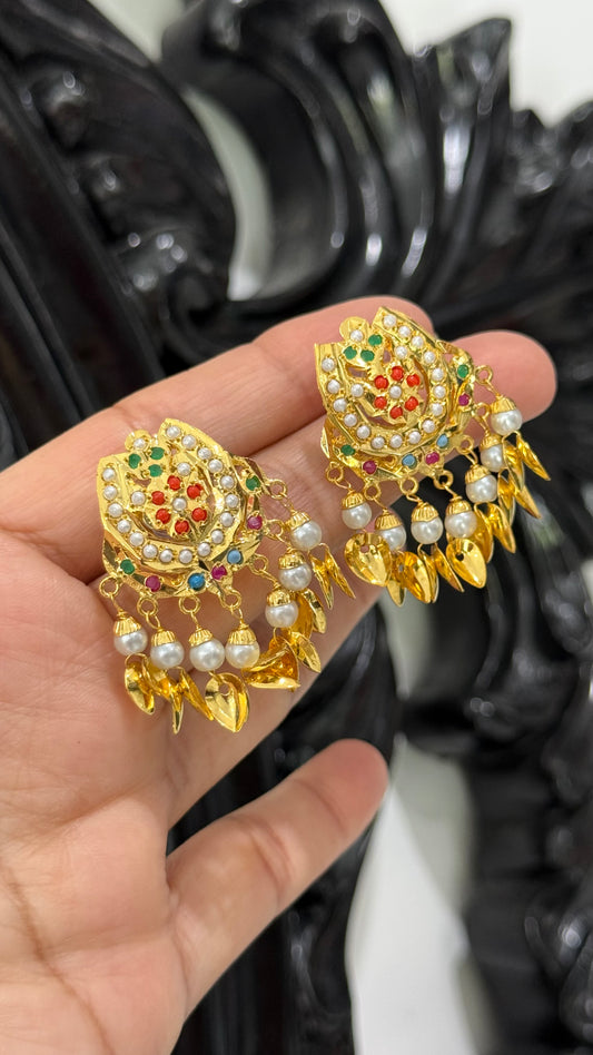 real jadau gold plated stud earrings
