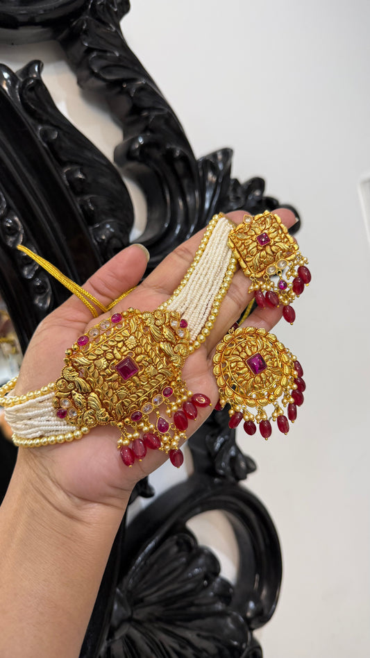 Gold plated choker set Sandookh collection