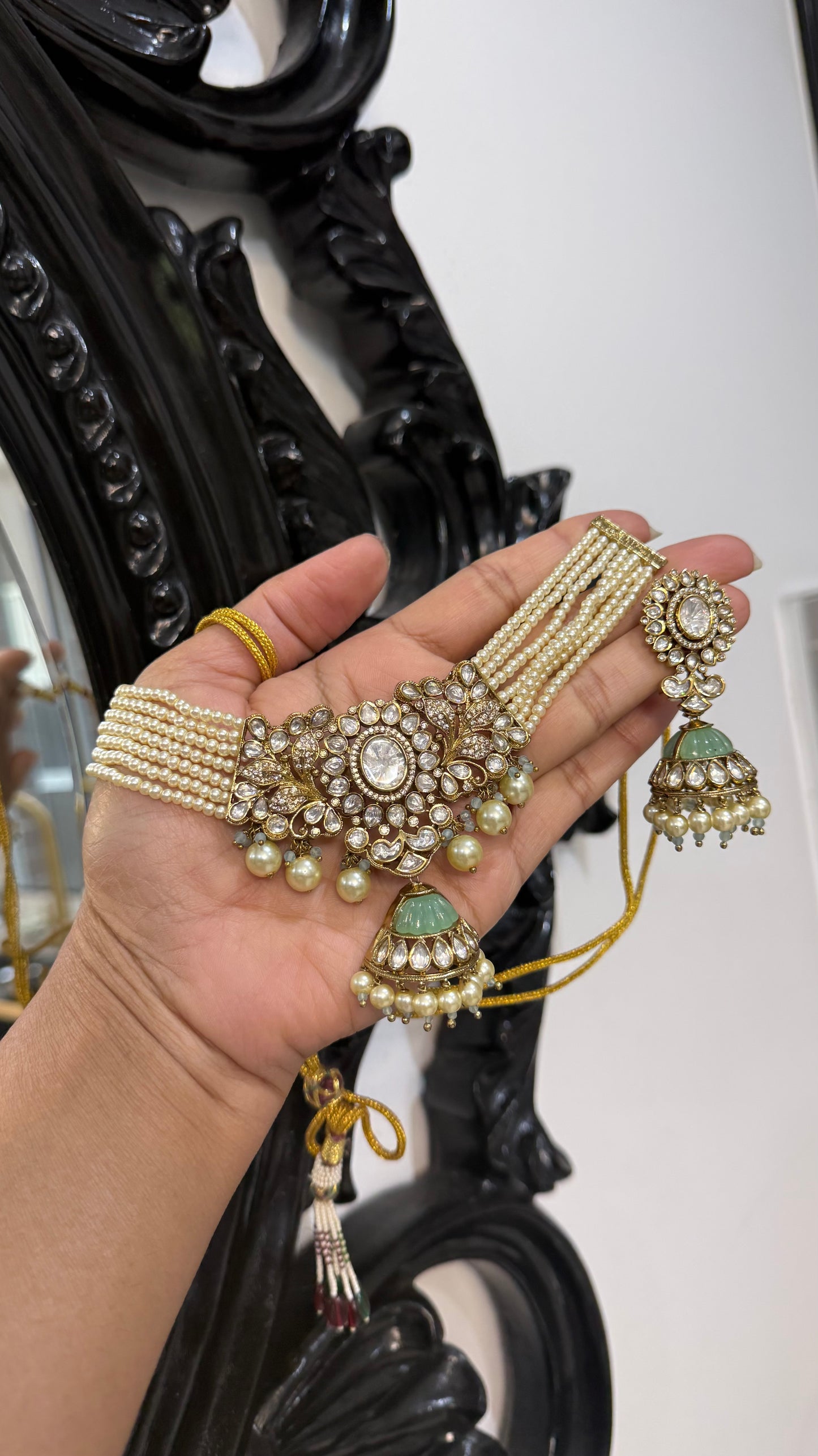 Premium Kundan Choker Set with Medium Jhumki | Punjabi Wedding Jewellery Australia