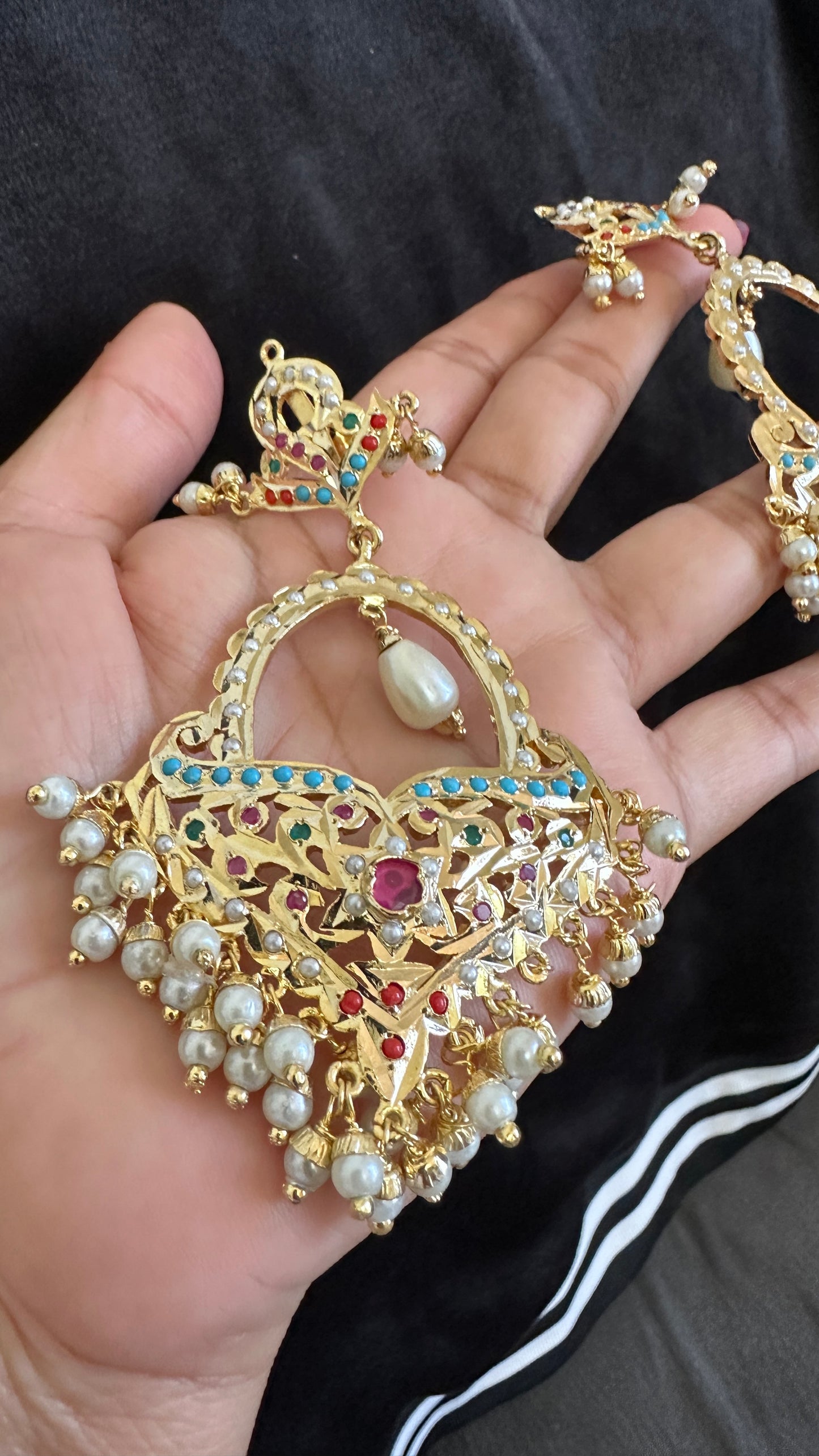 Real jadau oversized earrings