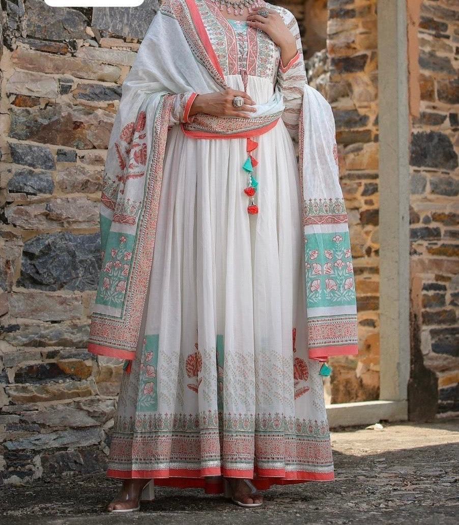 mal cotton anarkali outfit