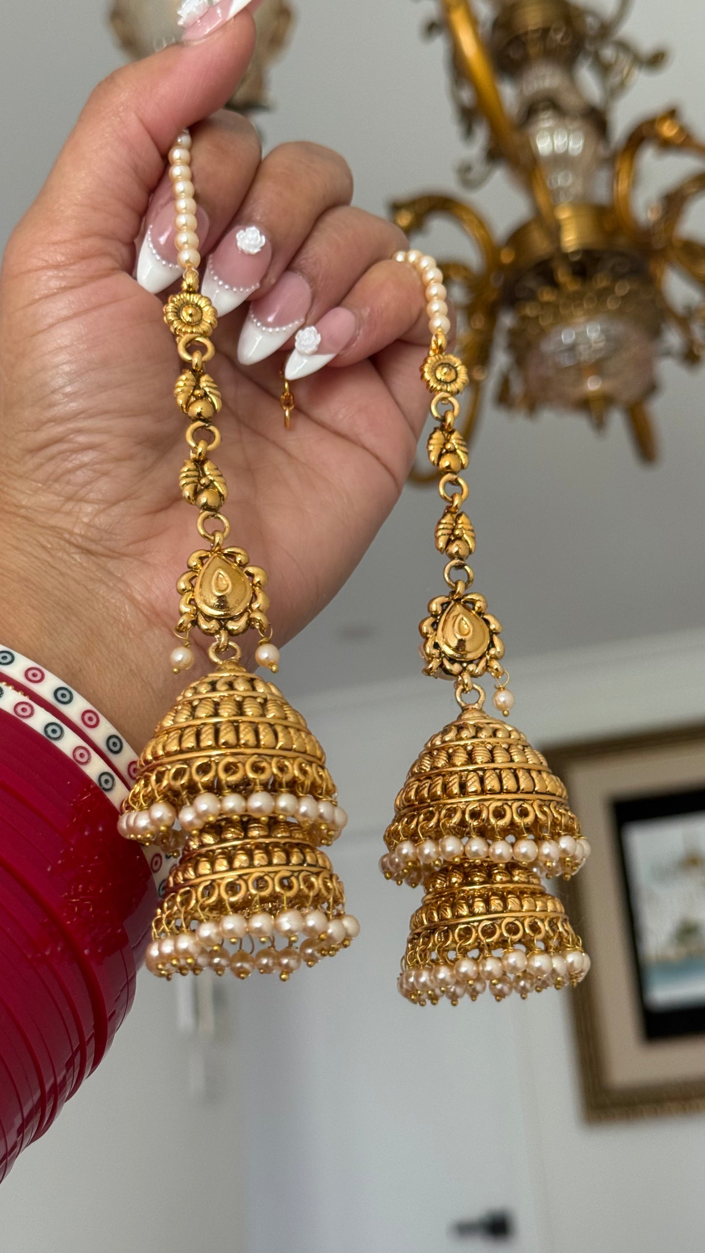 Punjabi Traditional gold plated earrings with sahare Sandookh collection