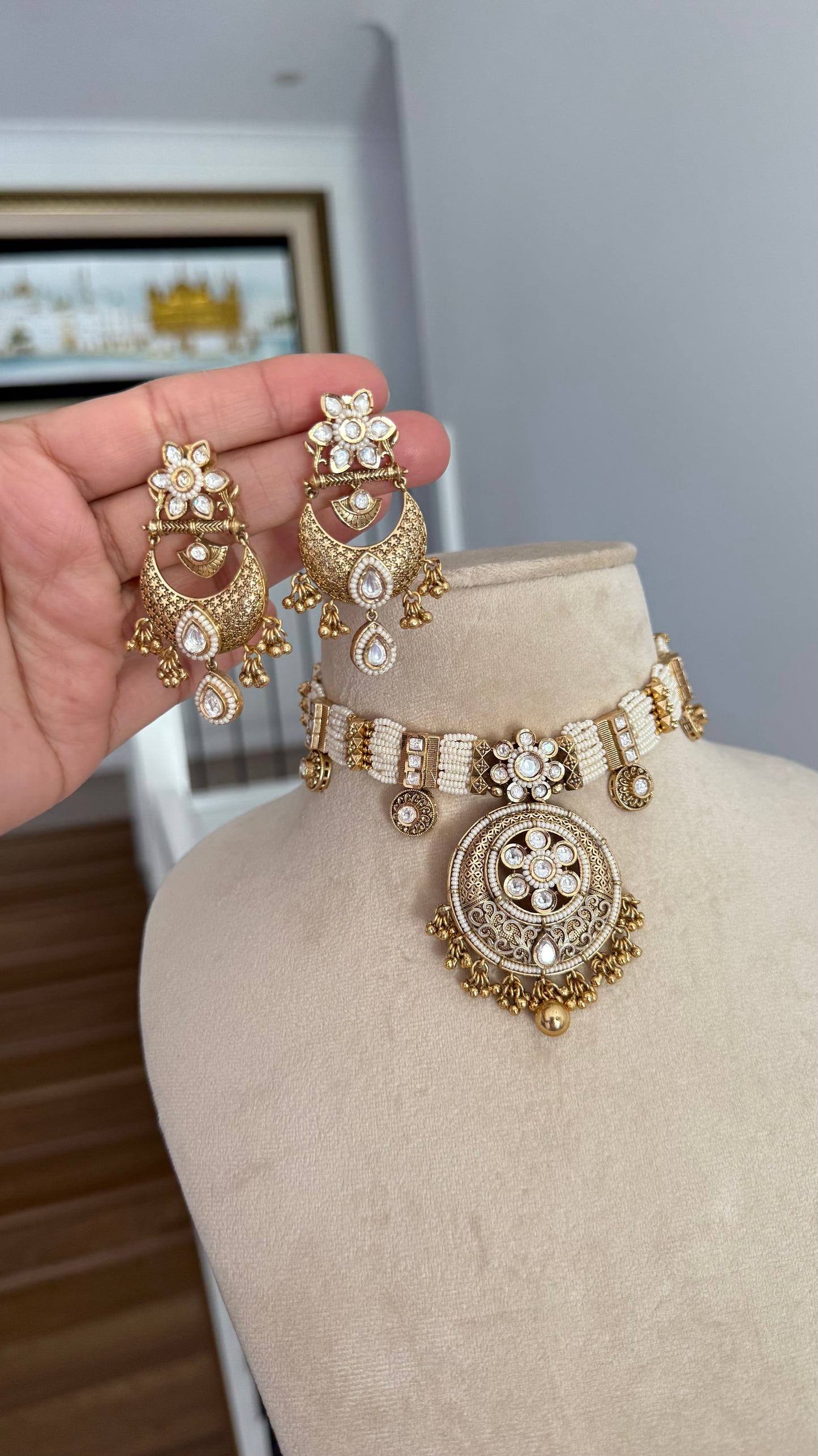 Gold Plated Indian choker Sandookh collection