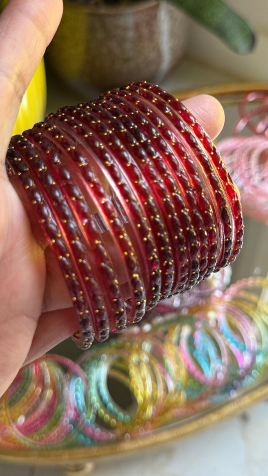 Glass Bangles for Karvachauth mehroon
