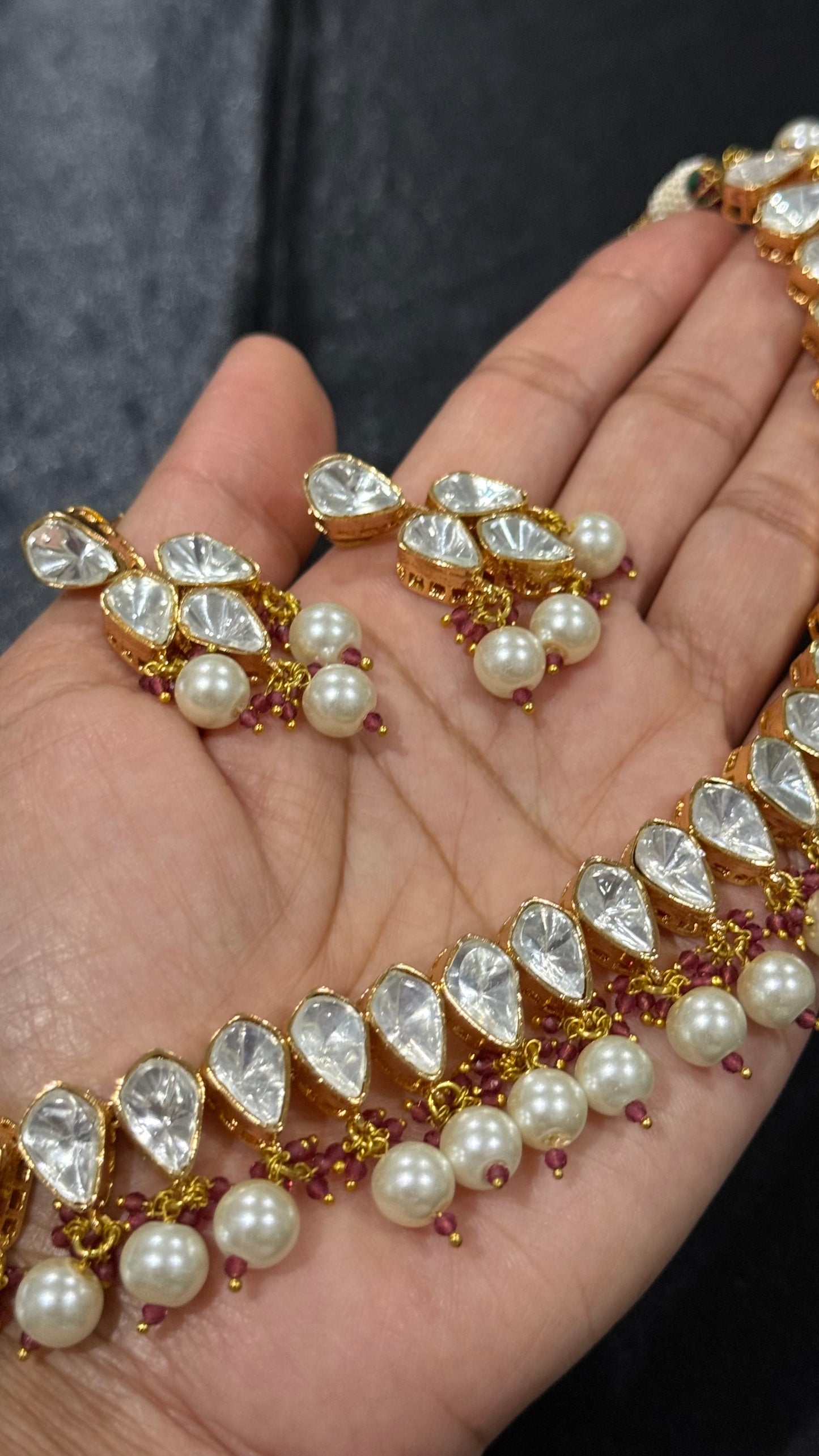 gold plated kundan necklace