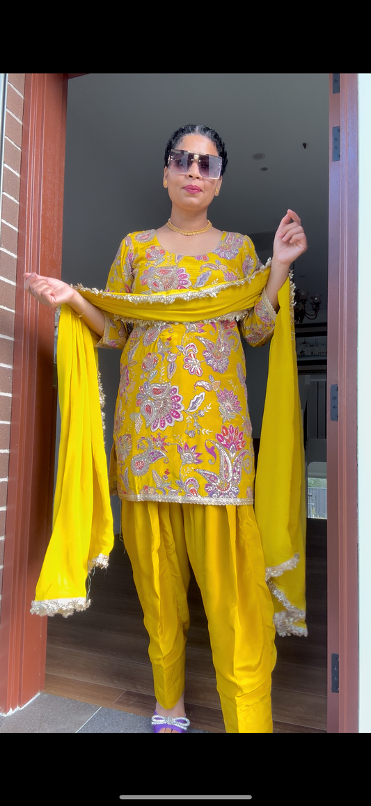 yellow farshi salwar suit