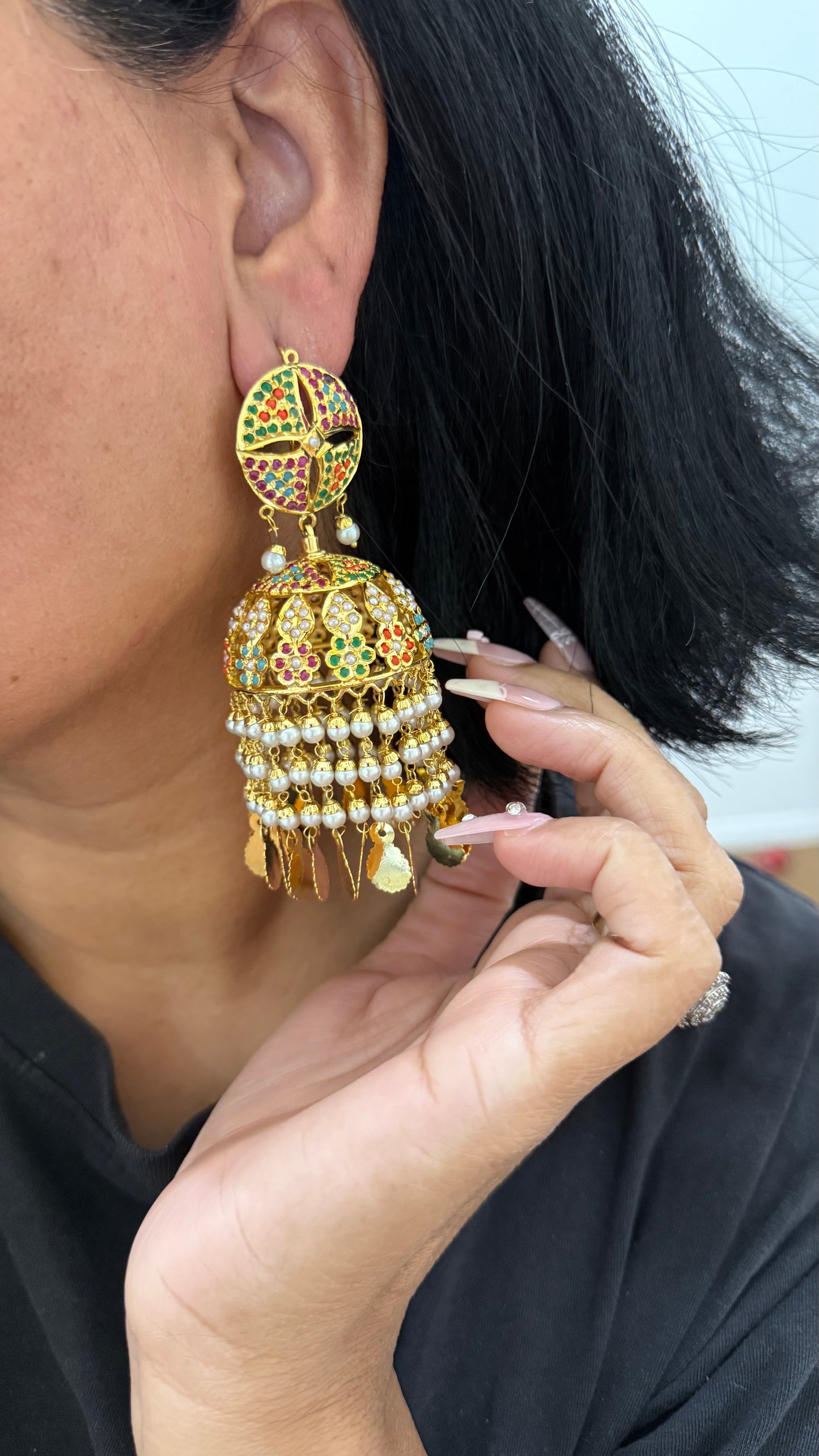 Real Jadau Gold Plated Jhumka