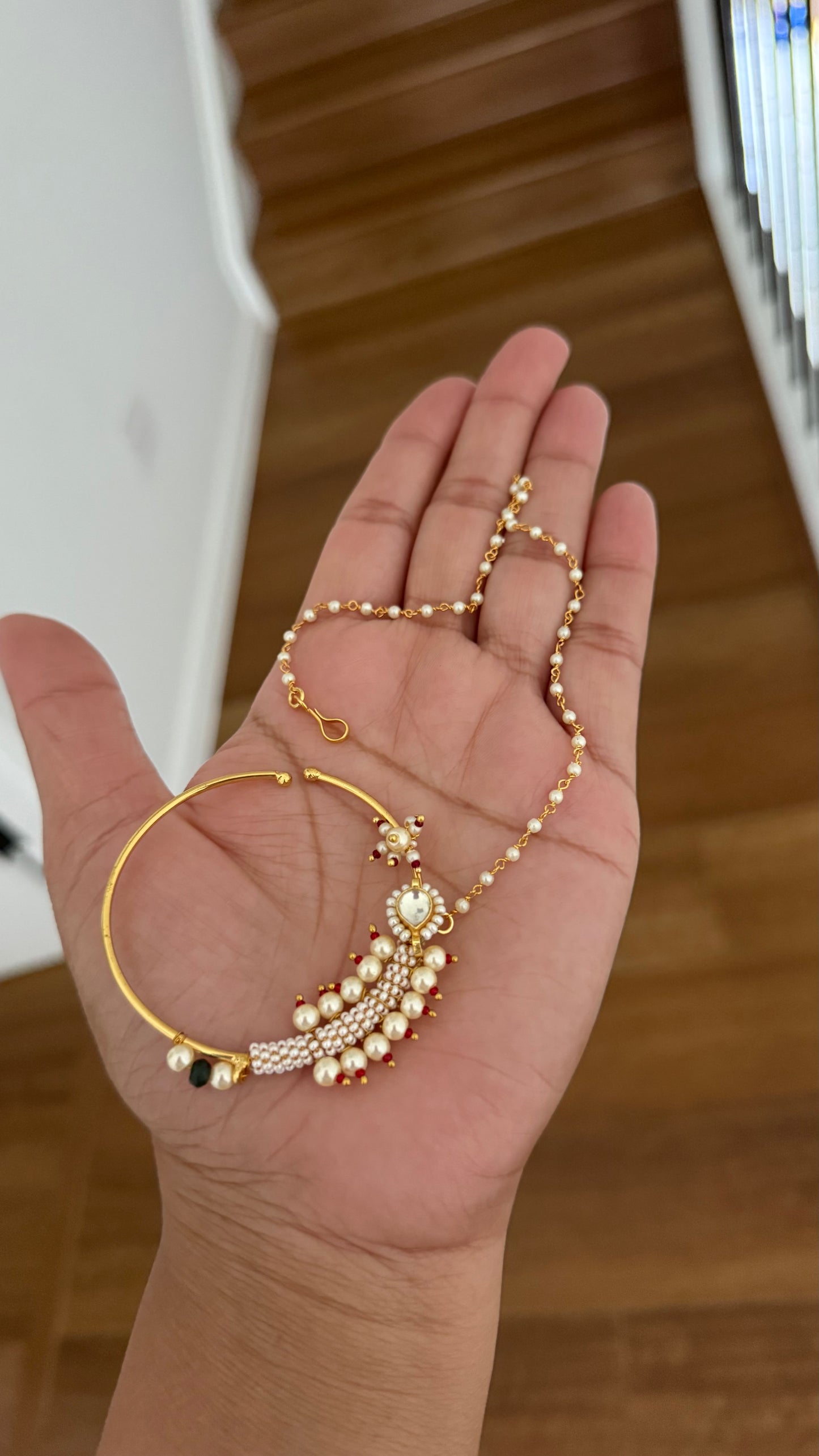 Pachi Kundan Nath (Non-Piercing Nose Ring) – Traditional Bridal Nath