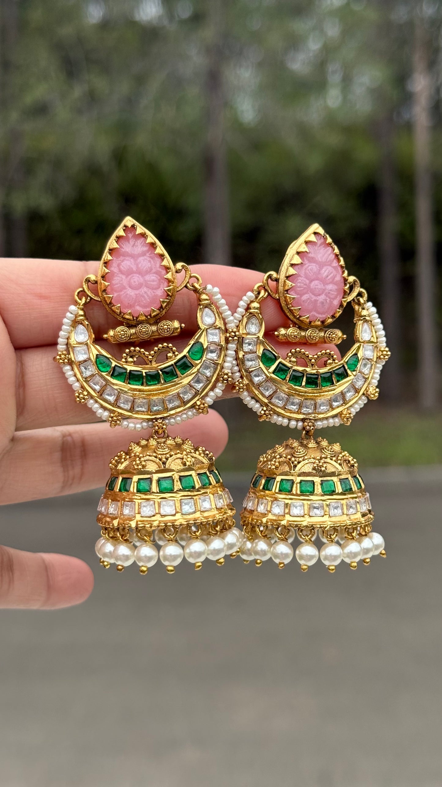 Antique look jhumi earrings Sandookh collection