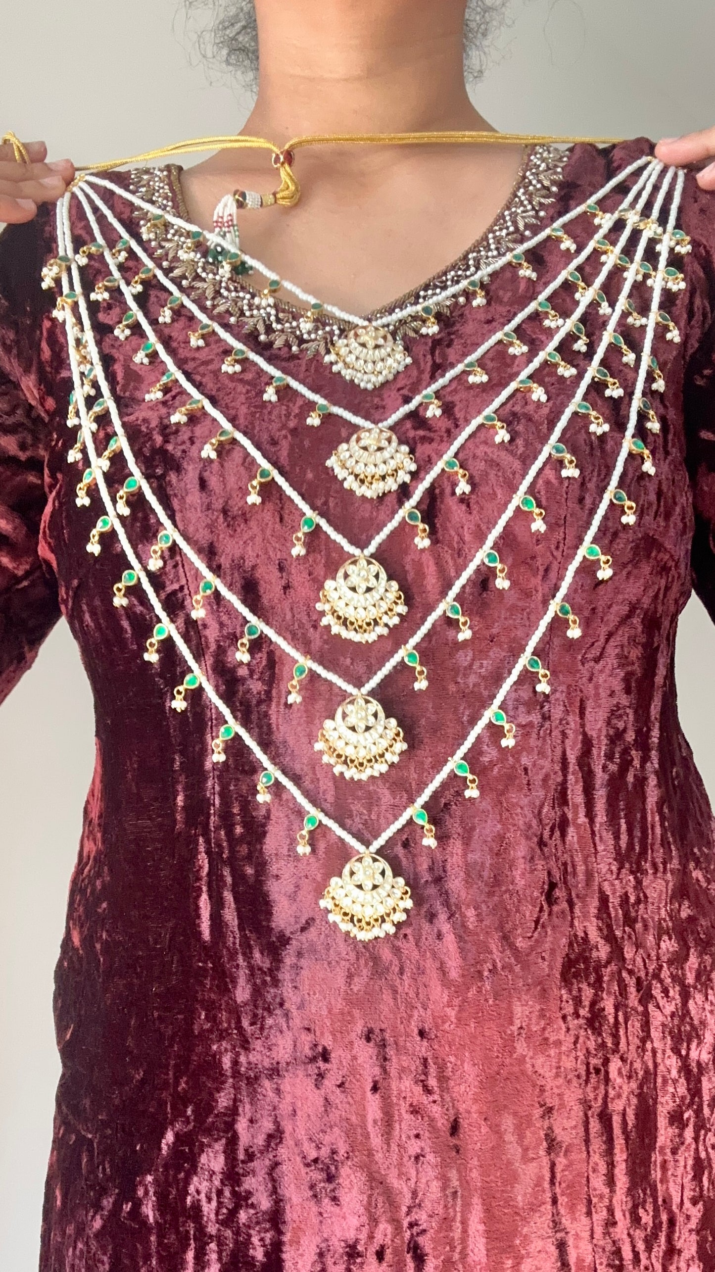 pachi kundan maharaani haar long necklace