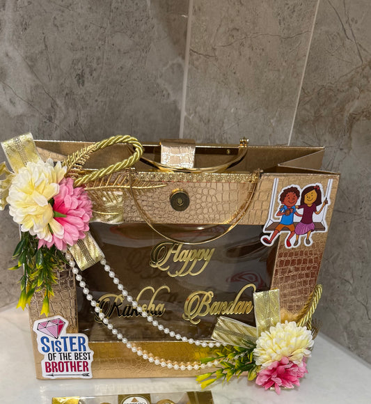 Premium Rakhi Gift Hamper – with Cute Floral Design & Carry Handle Empty